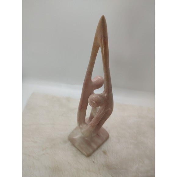 8" Carved Stone 2 Dancing Figures Kenya Ten Thousand Villages Sculpture - Picture 4 of 12